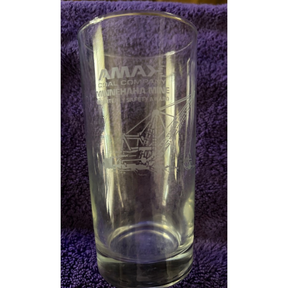 Vintage AMAX Coal Company Minnehaha Mine Safety Award Etched Highball Glass